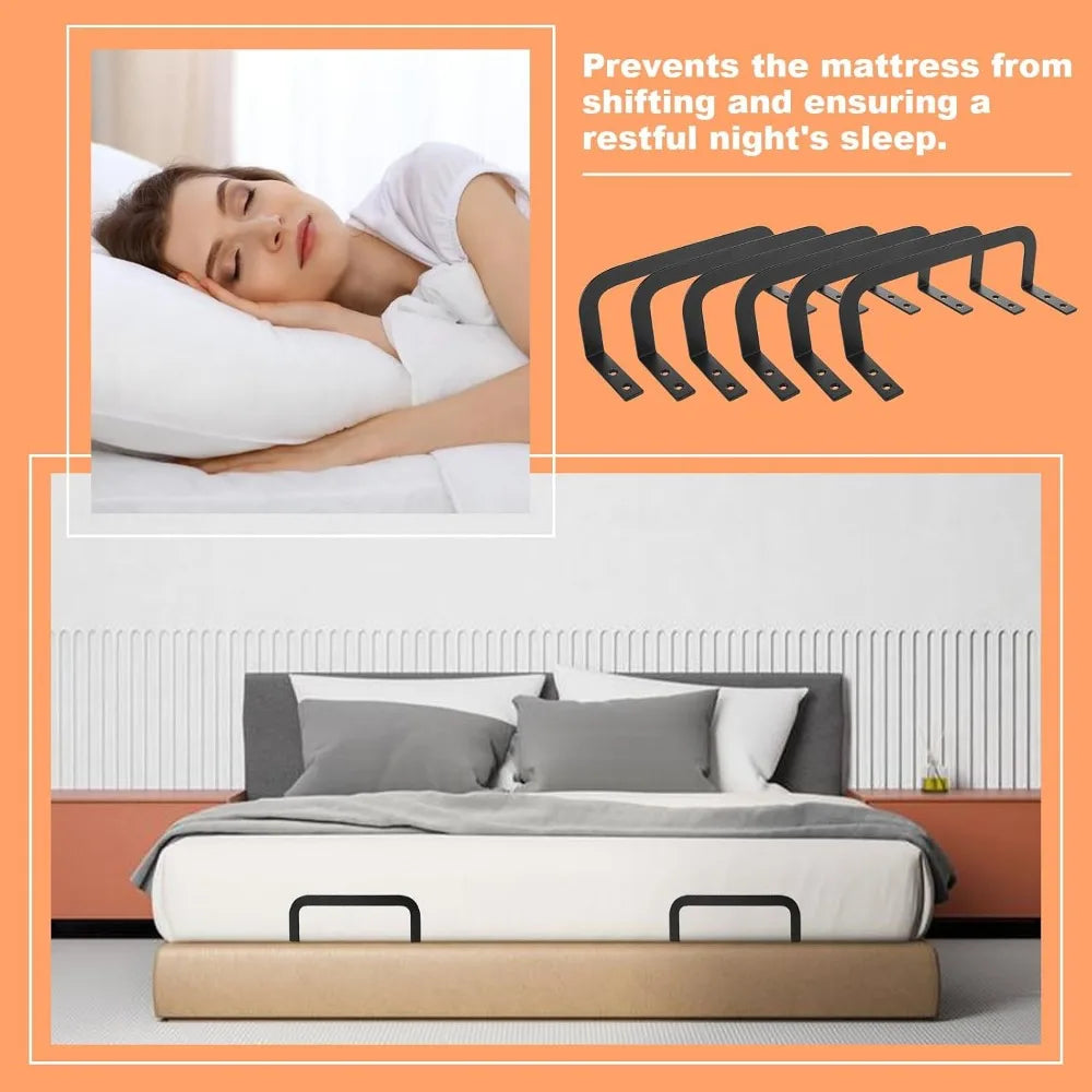 6 Pcs Mattress Slide Stopper, Mattress Retainer Bar Anti Slip Mattress Stoppers Holder Gripper to Prevent Sliding for Bedroom Bed Frame