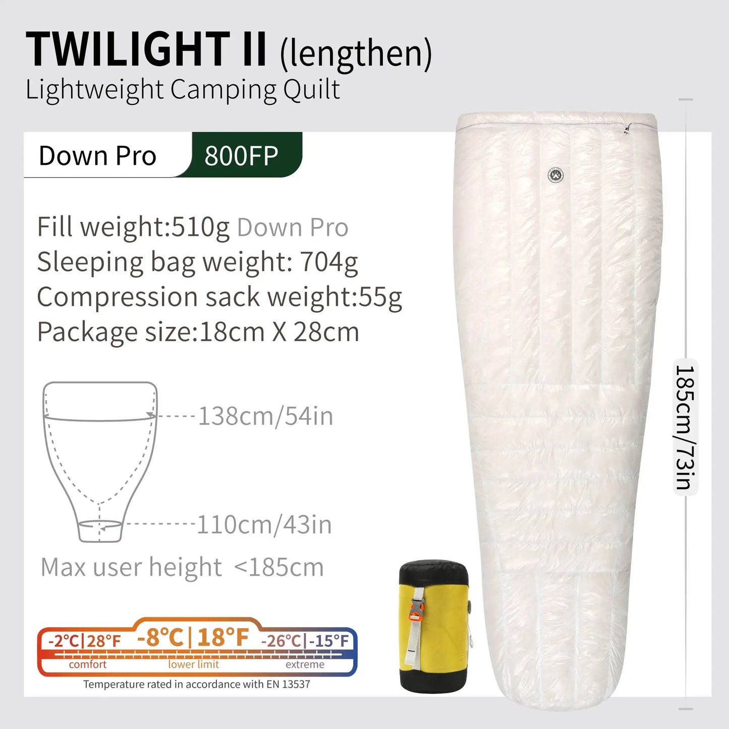 AEGISMAX Wind Hard Twilight 10D -5 Degree 800FP Down Sleeping Bag Ultralight Camping Quilt Sleeping Bag Winter Hiking Equipment