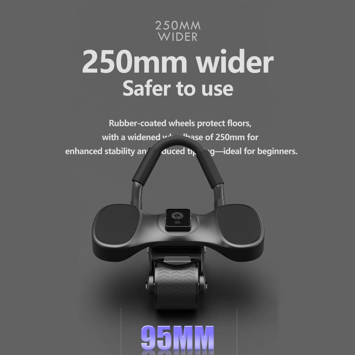 2-Wheels Ab Roller with LCD – Home Gym Equipment, Elbow Support, Non-Slip Handles, Tracks Time & Calories Burned.