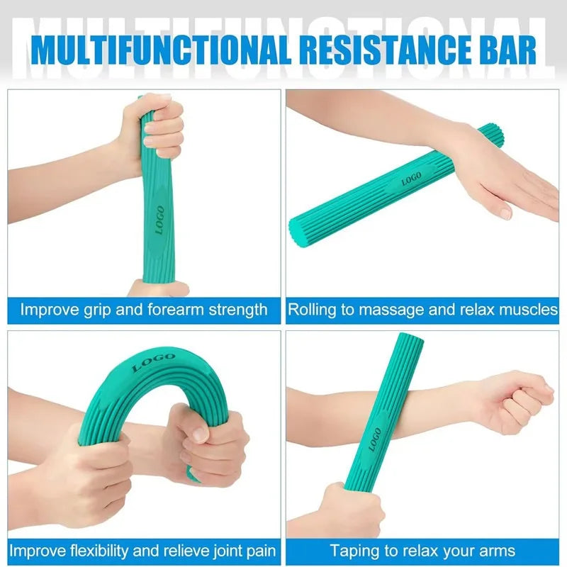 Multiple Sizes/Sets Silicone Flex Therapy Bar-Hand Strengthener&Rehabilitation For Tennis/Golfers Elbow,Tendonitis,Fitness