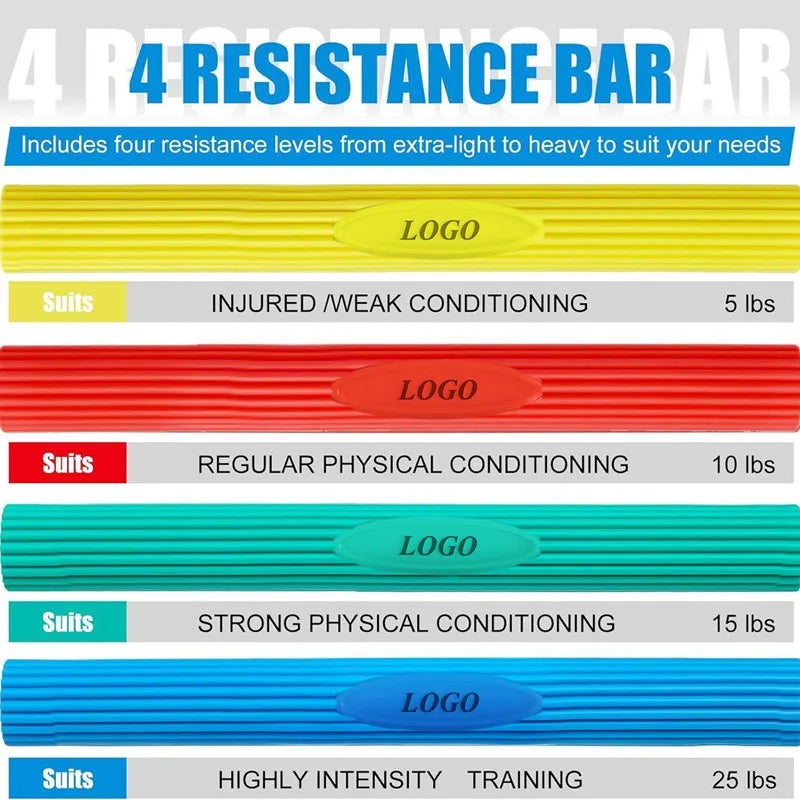 Multiple Sizes/Sets Silicone Flex Therapy Bar-Hand Strengthener&Rehabilitation For Tennis/Golfers Elbow,Tendonitis,Fitness