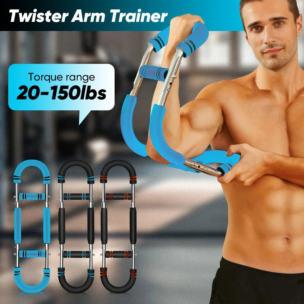 Adjustable Spring Twister Arm Exerciser – 20‑50kg Resistance Bar for Forearm, Triceps & Chest Workout