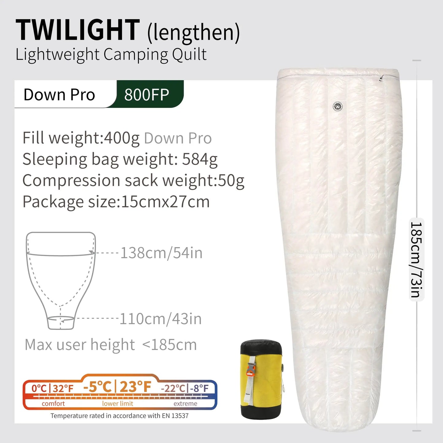 AEGISMAX Wind Hard Twilight 10D -5 Degree 800FP Down Sleeping Bag Ultralight Camping Quilt Sleeping Bag Winter Hiking Equipment