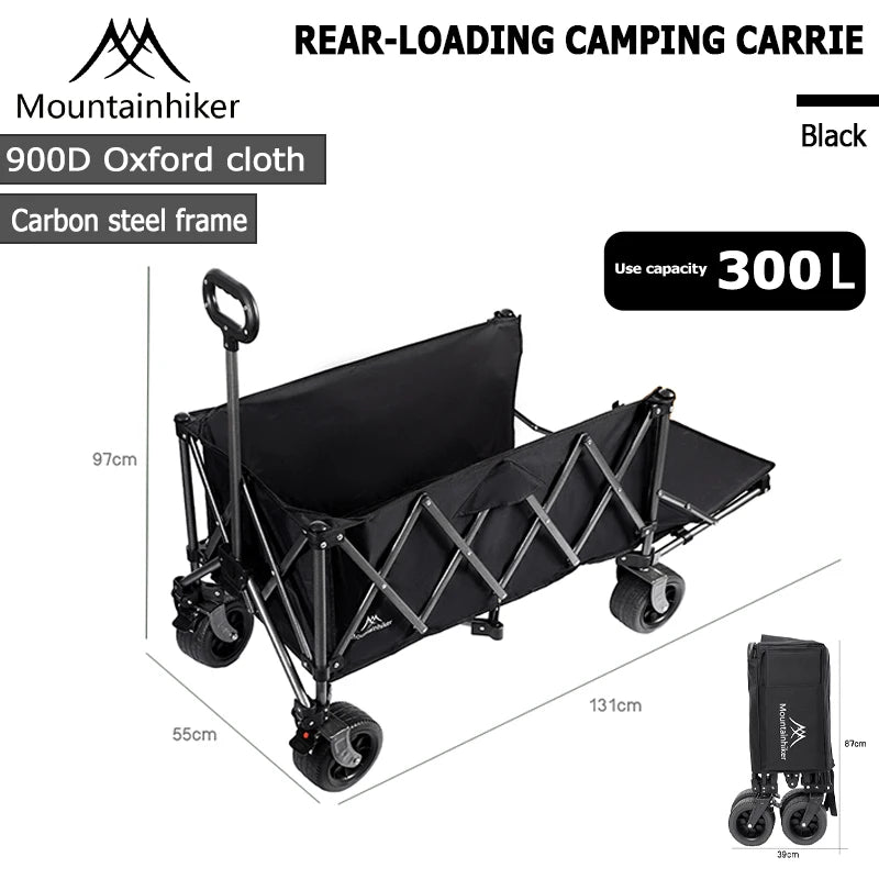 Mountainhiker outdoor handcart, 240L large capacity, available in two colors, 900D oxford fabric for durability, camping handcar