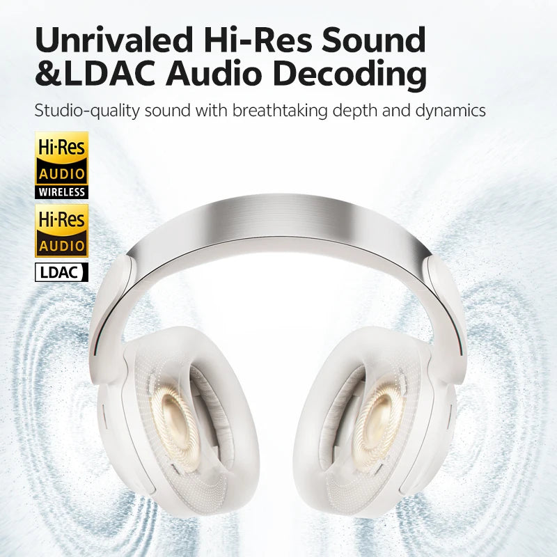 QCY H3S Over Ear Headphone Hi-Res LDAC Spatial Sound Headset H3S -56dB Adaptive ANC Wireless Earphone Bluetooth 6.0 102Hrs