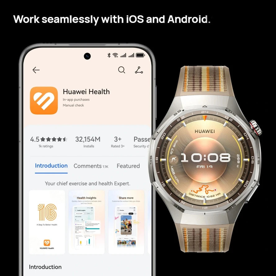 HUAWEI Watch GT 6 Pro Smartwatch,Up to 21-Day Battery Life,Global Version Watch GT6 Pro,Work seamlessly with iOS and Android